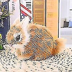 Universal Mini réaliste du modèle de jouet de lapin animal en peluche blanc réaliste (jaune)