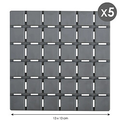 Avis MSV Lot de 5 Tapis antidérapants de douche ou baignoire Caoutchouc QUADRO 13x13cm Gris