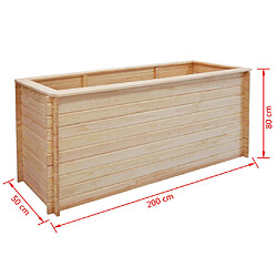 Acheter vidaXL Lit surélevé de jardin 200x50x80 cm Bois de pin 19 mm