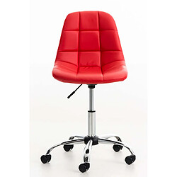 Decoshop26 Chaise de bureau tabouret sur roulettes hauteur réglable en PVC rouge et métal chromé 10_0002492