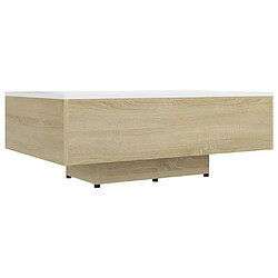 vidaXL Table basse Blanc et chêne sonoma 85x55x31 cm Bois d'ingénierie