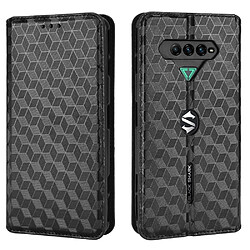 Etui en PU fermeture automatique magnétique, motif losange avec support, noir pour votre Xiaomi Black Shark 4/Black Shark 4 Pro