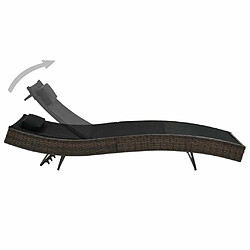 Maison Chic Chaise longue avec oreiller | Bain de soleil Relax | Transat Résine tressée Marron -GKD33060