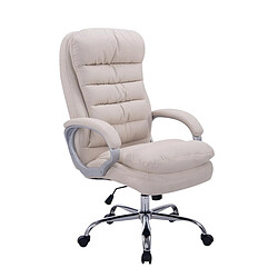 Decoshop26 Fauteuil de bureau ergonomique et confortable jusqu'à 235 kg en tissu crème et métal chromé 10_0002402