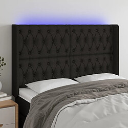 Maison Chic Tête de lit scandinave à LED,meuble de chambre Noir 163x16x118/128 cm Tissu -MN64700