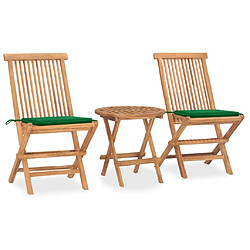 Maison Chic Mobilier à dîner 3 pcs pliable de jardin avec coussins - Ensemble table et chaises d'extérieur - Salon/Mobilier de jardin classique Teck -MN77420