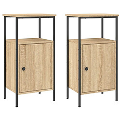 Maison Chic Lot de 2 Tables de chevet,Table de nuit,Table d'appoint pour salon chêne sonoma 41x31x80 cm bois ingénierie -MN55178