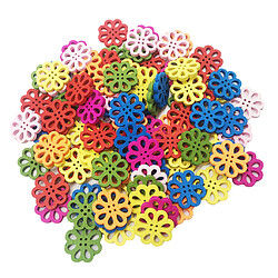 Acheter 100 pcs mélangé couleur fleur bois boutons 4 trous pour coudre scrapbooking artisanat