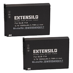 Vhbw EXTENSILO 2x Batteries remplacement pour Samsung SLB-11a pour appareil photo, reflex numérique (1000mAh, 3,7V, Li-ion)