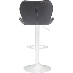 Decoshop26 Tabouret de bar x1 avec coutures décoratives en forme de losanges en PVC gris et métal blanc 10_0004652 pas cher