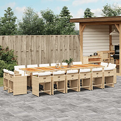 vidaXL Ensemble à manger de jardin et coussins 17 pcs beige