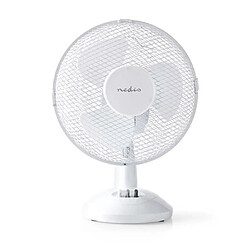 NEDIS Ventilateur de table DIAM 22cm 3 Vitesses Oscillation 22W Hauteur réglable Blanc