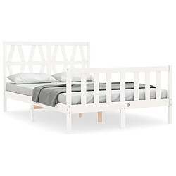 Maison Chic Lit adulte - Cadre Structure de lit avec tête de lit Contemporain blanc 120x200 cm bois massif -MN75912