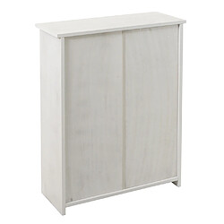 Mendler Meuble à chaussures HWC-K45, armoire à chaussures, 81x60x25cm 2 abattants, MDF en paulownia ~ blanc shabby pas cher