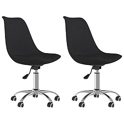 vidaXL Chaises pivotantes à manger lot de 2 Noir Tissu