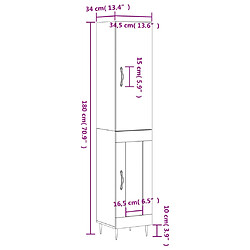 vidaXL Buffet haut Chêne fumé 34,5x34x180 cm Bois d'ingénierie pas cher