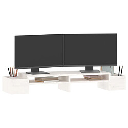 Avis vidaXL Support de moniteur Blanc 100x27,5x15 cm Bois de pin solide