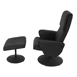 Mendler Fauteuil relax Helsinki fauteuil TV avec repose-pieds/pouf ~ similicuir, noir