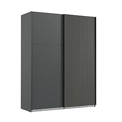 Pegane Armoire à portes coulissantes coloris graphite - Longueur 200 x Hauteur 216 x Profondeur 65 cm