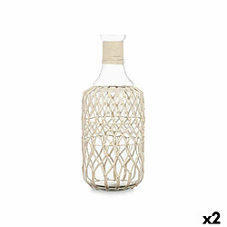 Gift Decor Bouteille Décorative Blanc Transparent verre Corde 19 x 48 cm (2 Unités) 