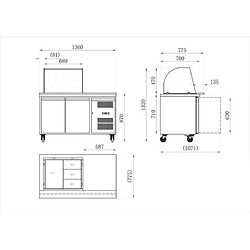 AFI COLLIN LUCY? Table Refrigérée et Saladette Ouverte Série Star 700 - 2 ou 3 Portes - AFI Collin Lucy