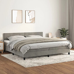 Maison Chic Lit Adulte - Lit simple Lit à sommier tapissier et matelas moelleux - Meuble de Chambre - Gris clair 200x200cm Velours -MN83017