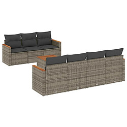 vidaXL Salon de jardin 8 pcs avec coussins gris résine tressée