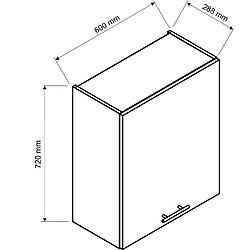 Pegane Meuble haut de cuisine coloris blanc avec 1 porte - longueur 60 x profondeur 28 x hauteur 72 cm