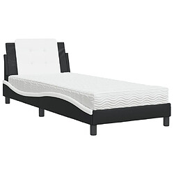 Vidaxl Lit avec matelas noir et blanc 90x190 cm similicuir