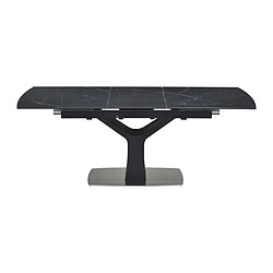 Avis Vente-Unique Table à manger extensible 6 à 8 personnes en céramique, verre trempé et métal - Effet marbre noir - COLBY de Maison Céphy