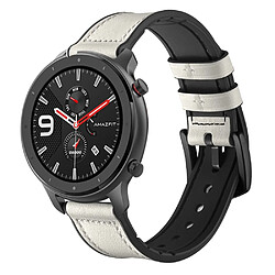 Bracelet en cuir véritable blanc pour votre Huami Amazfit GTR 47mm