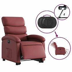 Maison Chic Fauteuil Relax pour salon, Fauteuil inclinable électrique rouge bordeaux similicuir -GKD93901 pas cher