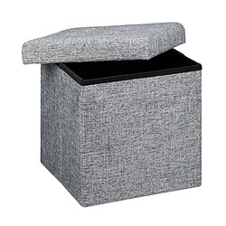 Helloshop26 Tabouret pliant en lin pouf de rangement pliable 38 x 38 cm gris 2013100