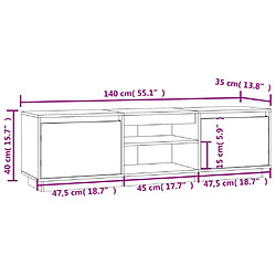 vidaXL Meuble TV Blanc 140x35x40 cm Bois de pin massif pas cher