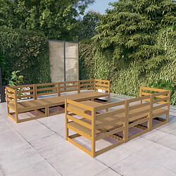 Maison Chic Salon de jardin 8 pcs - Table et chaises d'extérieur - Mobilier/Meubles de jardin Moderne marron miel bois de pin massif -MN12112