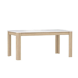 Meubletmoi Table de repas extensible 160/206 cm plateau blanc et bois - ALEXIANE