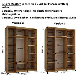 Abiks Meble Armoire DAVOS 1 À Portes Coulissantes 235,2/170/60 3 Portes pas cher