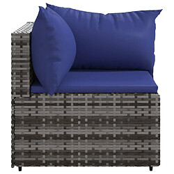 Acheter vidaXL Canapés d'angle de jardin et coussins 2 pcs gris résine tressée