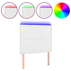 Maison Chic Tête de lit scandinave à LED,meuble de chambre Blanc 100x5x118/128 cm Similicuir -MN72789