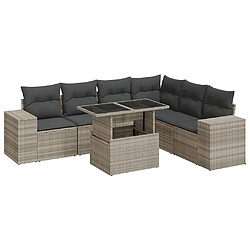 vidaXL Salon de jardin avec coussins 7 pcs gris clair résine tressée