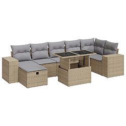 vidaXL Salon de jardin avec coussins 5 pcs beige résine tressée