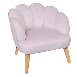 Pegane Fauteuil enfant coquillage en tissu coloris Violet et bois - Longueur 44 x Profondeur 43 x Hauteur 46 cm