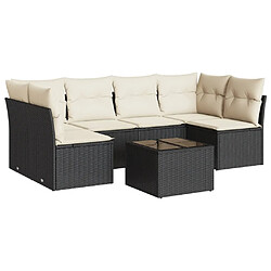 Maison Chic Salon de jardin 7 pcs avec coussins | Ensemble de Table et chaises | Mobilier d'Extérieur noir résine tressée -GKD18761