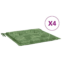 vidaXL Coussins de chaise lot de 4 motif de feuilles 40x40x3 cm tissu