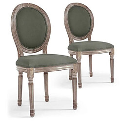 Paris Prix Lot de 20 Chaises Médaillon Tissu Versailles 96cm Gris