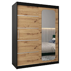 Abiks Meble Armoire PROMO V2 À Portes Coulissantes 200/150/62 2 Portes (Noir/Artisan)