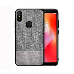 Wewoo Coque Rigide Housse de protection en tissu PU épissage antichoc pour Xiaomi Redmi 6 Pro Gris