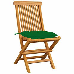 Avis Maison Chic Lot de 8 Chaises de jardin,Fauteuil d'extérieur avec coussins vert Bois de teck massif -MN21012