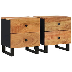 vidaXL Tables de chevet 2 pcs 40x33x46 cm Bois d'acacia massif