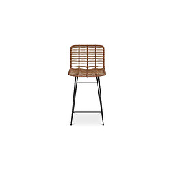 ICONIK INTERIOR Tabouret de bar en osier - Boho Bali Design -65cm - Catori Bois naturel